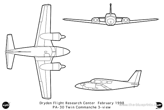 Самолет PA-30 - чертежи, габариты, рисунки