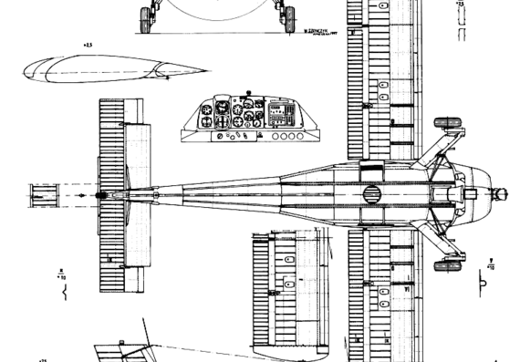 Самолет PZL 104 Wilga - чертежи, габариты, рисунки