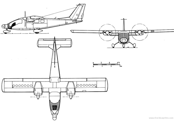 Самолет Partenavia P-68 Observer - чертежи, габариты, рисунки