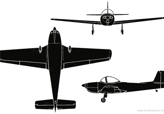Самолет Piaggio P.148 (Italy) (1951) - чертежи, габариты, рисунки