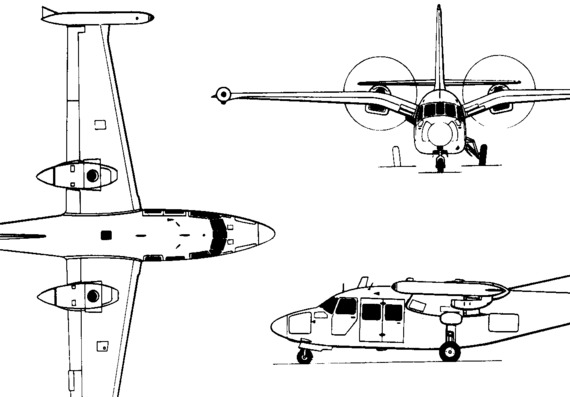 Самолет Piaggio P.166 (Italy) (1957) - чертежи, габариты, рисунки