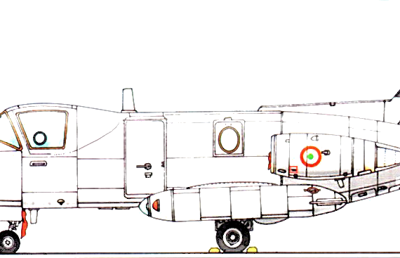 Самолет Piaggio PD.808 - чертежи, габариты, рисунки