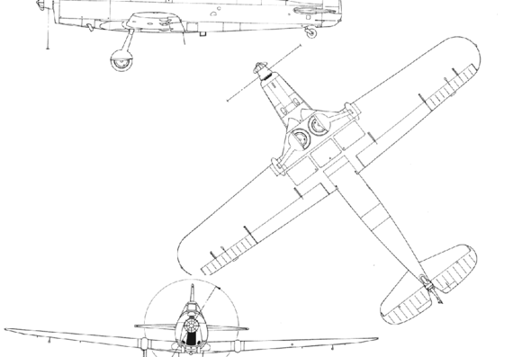 Самолет Pilatus P2 - чертежи, габариты, рисунки