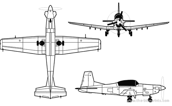 Самолет Pilatus PC-7 - чертежи, габариты, рисунки