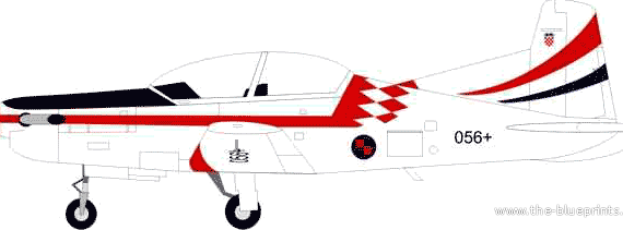 Самолет Pilatus PC-9 - чертежи, габариты, рисунки