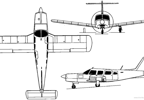 Самолет Piper PA-32-260-6 Cherokee Six (USA) (1963) - чертежи, габариты, рисунки