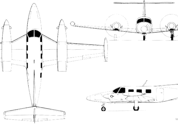 Самолет Piper PA-42 Cheyenne lll - чертежи, габариты, рисунки