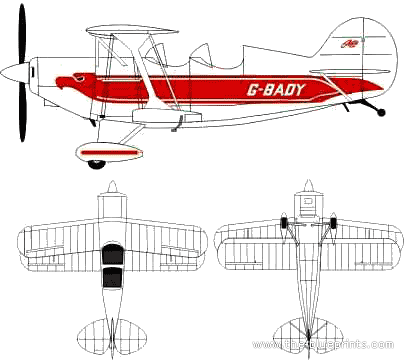 Самолет Pitts Special S.2A-1 - чертежи, габариты, рисунки