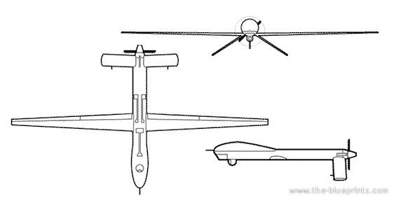 Самолет Predator - чертежи, габариты, рисунки