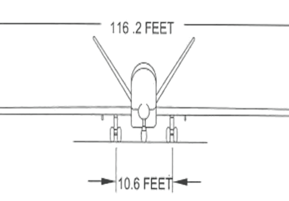 Самолет RQ-4A (Front View) - чертежи, габариты, рисунки