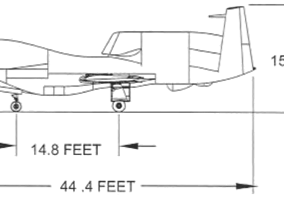 Самолет RQ-4A (Side view) - чертежи, габариты, рисунки