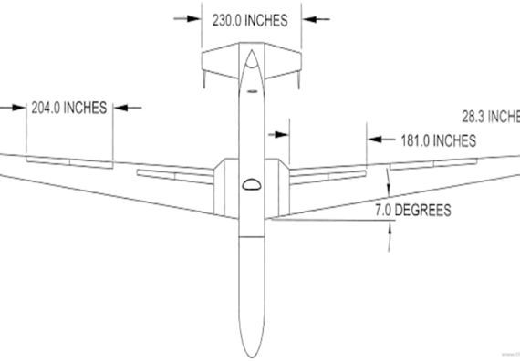 Самолет RQ-4A (Top view) - чертежи, габариты, рисунки