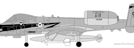 Самолет Republic A-10 Thunderbolt - чертежи, габариты, рисунки