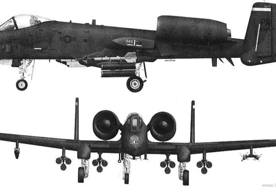 Самолет Republic A-10 Thunderbolt II - чертежи, габариты, рисунки