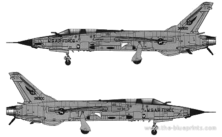 Самолет Republic F-105F Thunderchief - чертежи, габариты, рисунки