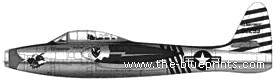 Самолет Republic F-84E Thunderjet - чертежи, габариты, рисунки