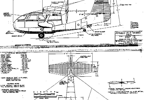 Самолет Republic Seabee - чертежи, габариты, рисунки