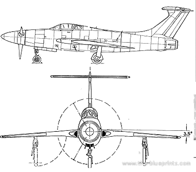 Самолет Republic XF-84H Thunder-Screech - чертежи, габариты, рисунки