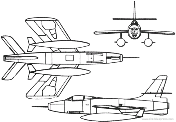 Самолет Republic XF-91 Thunderceptor (USA) (1949) - чертежи, габариты, рисунки