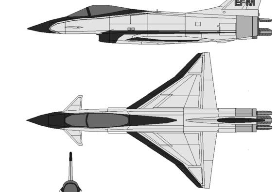Самолет Rockwell-MBB X-31 - чертежи, габариты, рисунки