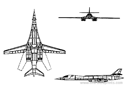 Самолет Rockwell B-1B Lancer - чертежи, габариты, рисунки