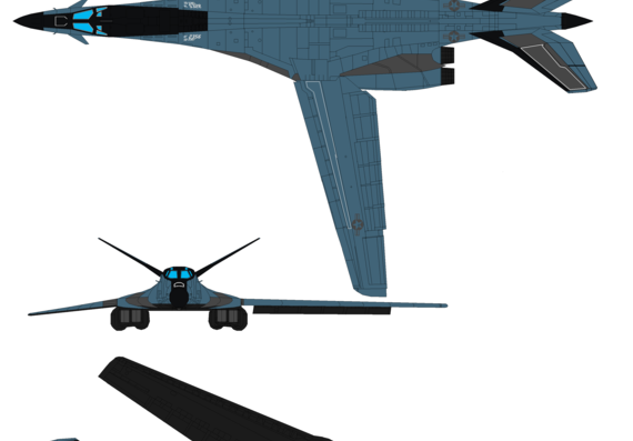 Самолет Rockwell B-1R Lancer - чертежи, габариты, рисунки