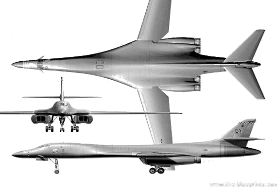 Самолет Rockwell B-1 Lancer - чертежи, габариты, рисунки