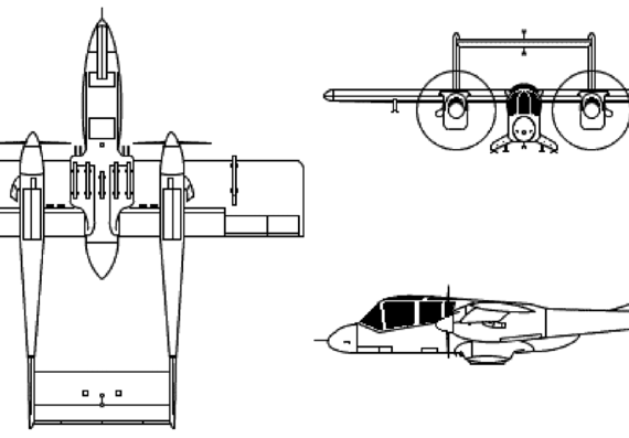 Самолет Rockwell International OV-10 Bronco - чертежи, габариты, рисунки