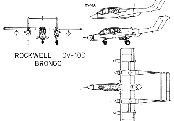 Самолет Rockwell OV-10D Bronco - чертежи, габариты, рисунки