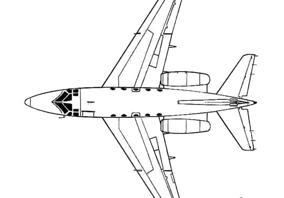 Самолет Rockwell Sabreliner - чертежи, габариты, рисунки