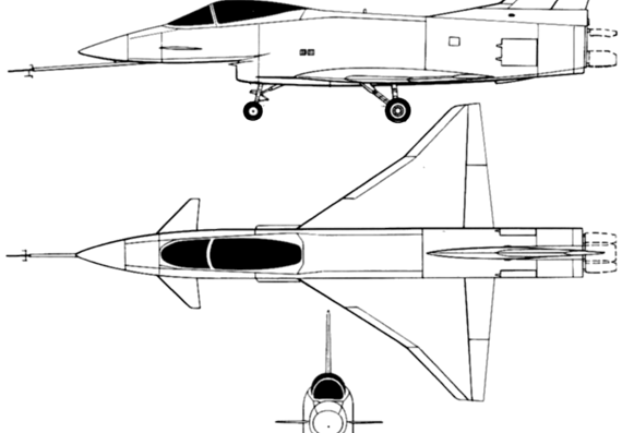 Самолет Rockwell X-31 - чертежи, габариты, рисунки