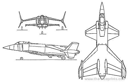 Самолет Rockwell XFV-12 - чертежи, габариты, рисунки