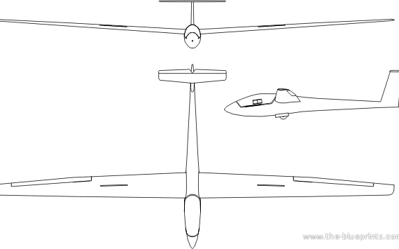 Самолет Rolladen Schneider LS4 - чертежи, габариты, рисунки