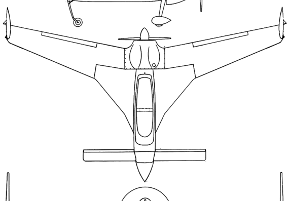 Самолет Rutan Long Ez - чертежи, габариты, рисунки