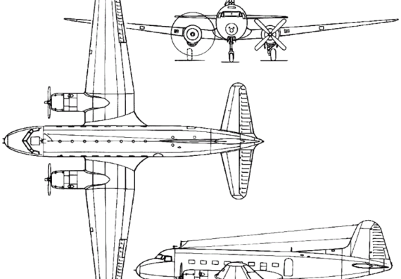 Самолет SAAB 90 Scandia (Sweden) (1946) - чертежи, габариты, рисунки