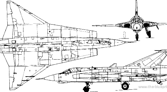 Самолет SAAB J-35F Draken - чертежи, габариты, рисунки