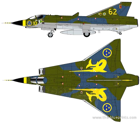Aircraft SAAB J35J Draken - drawings, dimensions, figures