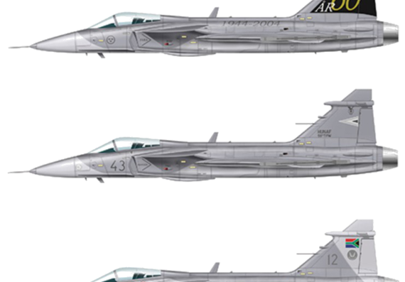 Aircraft SAAB JAS-39A Grippen - drawings, dimensions, figures
