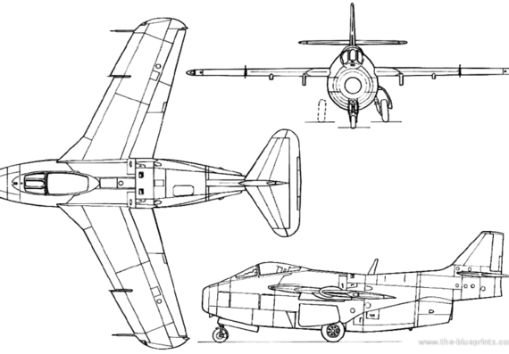 Aircraft SAAB J 29 Tunnan (Sweden) (1948) - drawings, dimensions, figures