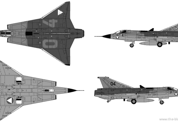 Aircraft SAAB J 35O Draken - drawings, dimensions, figures