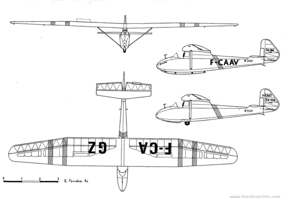 Самолет S.A. 104 Emouchet - чертежи, габариты, рисунки