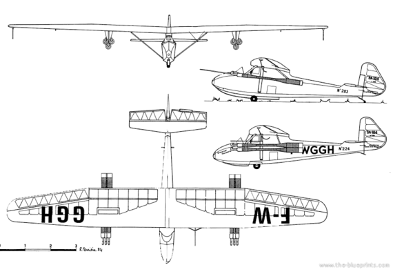 Самолет S.A. 104 Emouchet Escopette - чертежи, габариты, рисунки