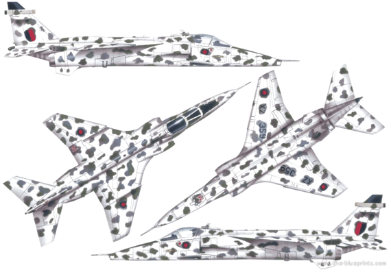 Самолет SEPECAT Jaguar GR.1 - чертежи, габариты, рисунки