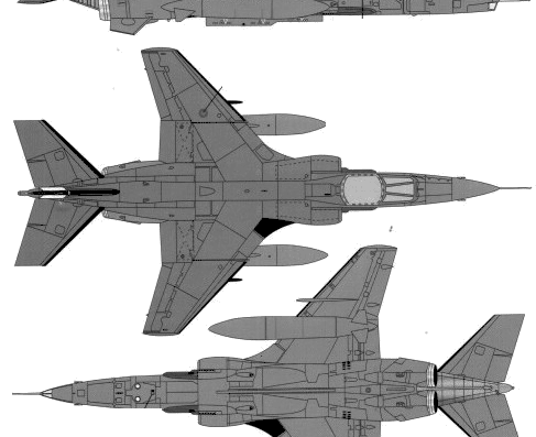 Самолет SEPECAT Jaguar GR.3A - чертежи, габариты, рисунки