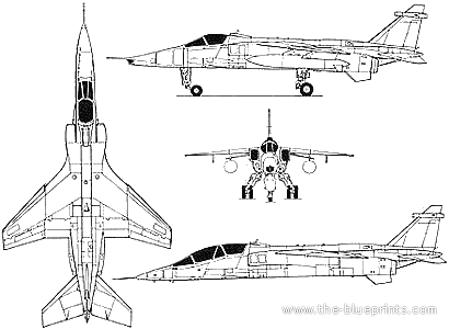 Самолет SEPECAT Jaguar GR 1A - чертежи, габариты, рисунки