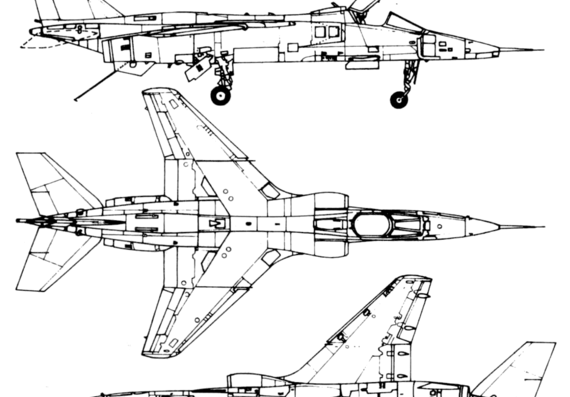 Самолет SEPECAT Jaguar GR Mk.I - чертежи, габариты, рисунки