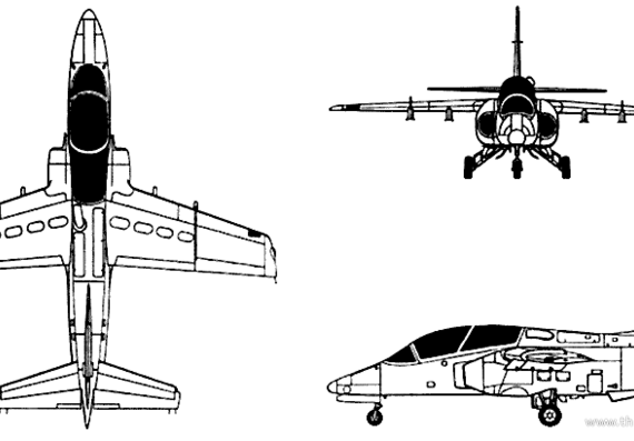 Самолет SIAI-Marchetti S.211 - чертежи, габариты, рисунки