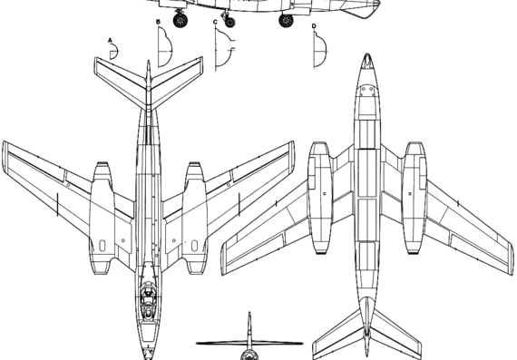 Самолет SNCASO SO-4050 Vautour IIB - чертежи, габариты, рисунки