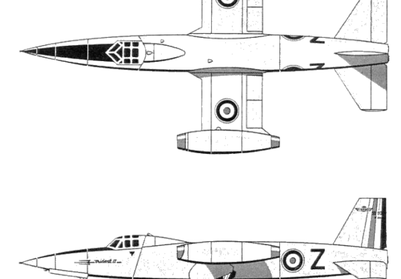 Самолет SO 9050 Trident II - чертежи, габариты, рисунки