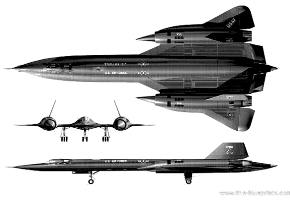 Самолет SR-71 Blackbird - чертежи, габариты, рисунки